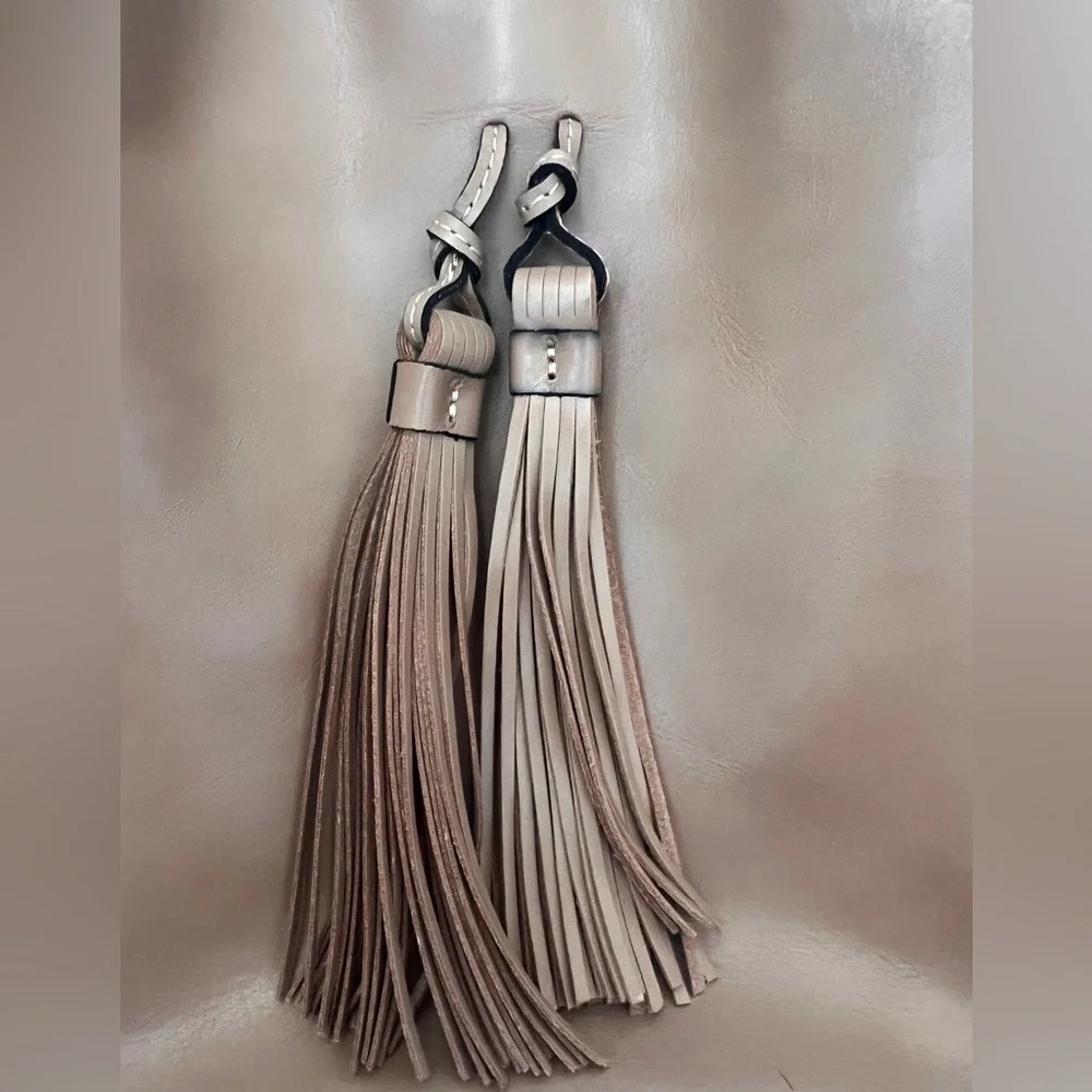 Patricia Nash Tan Leather Shoulder Bag with Tassels